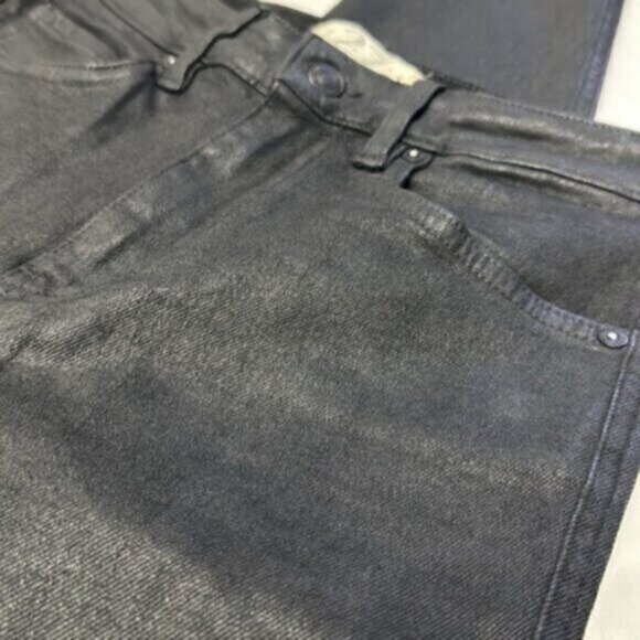 We The Free Women's Black High-Rise Coated Shimmer Denim Skinny Jeans Size 27 - Picture 5 of 7